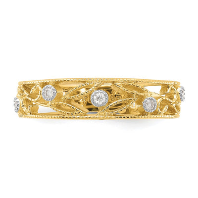 14K Flower Vine Design Diamond Ring