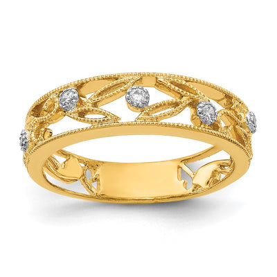 14K Flower Vine Design Diamond Ring
