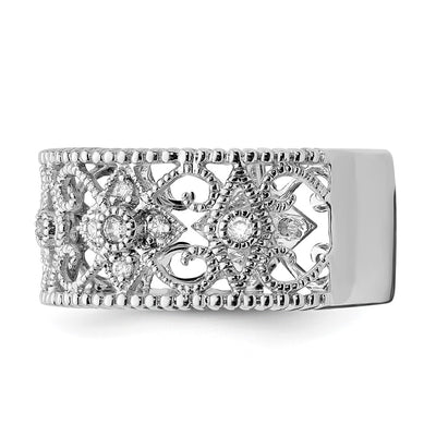 14K White Gold Diamond Vintage Band