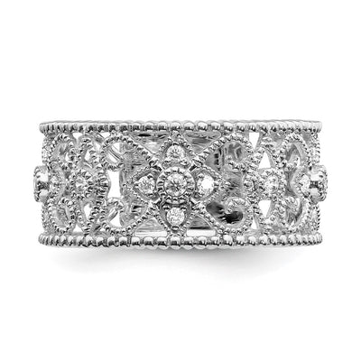 14K White Gold Diamond Vintage Band