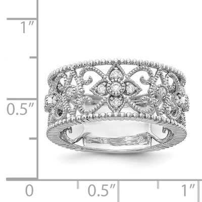 14K White Gold Diamond Vintage Band
