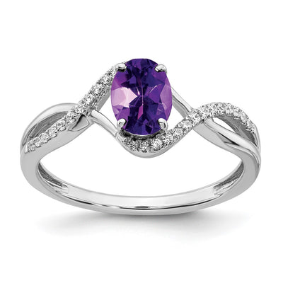 14K white gold diamond oval ring