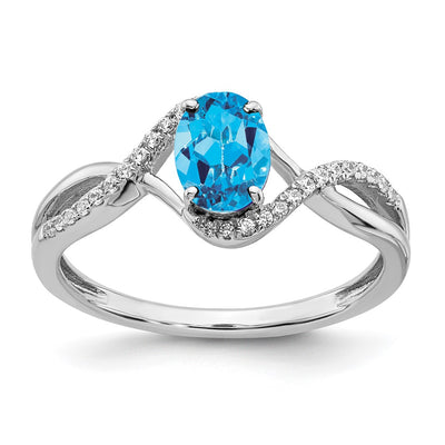 14K white gold diamond oval ring