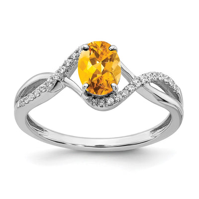 14K white gold diamond oval ring