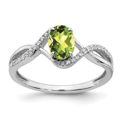 14K white gold diamond oval ring