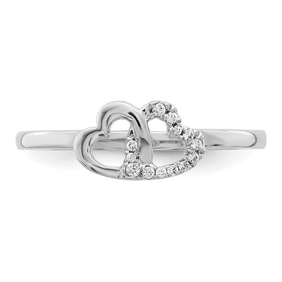 14K White Gold Diamond Double Heart Ring