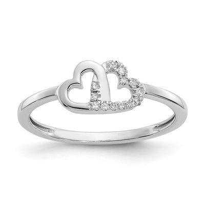 14K white gold diamond heart ring