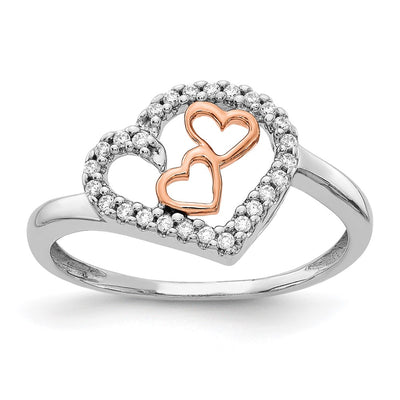 14K white gold diamond heart ring