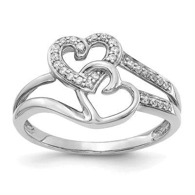 14K white gold diamond heart ring