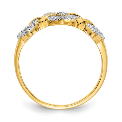 14K Diamond Triple Heart Ring