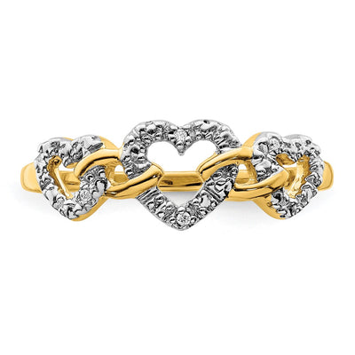 14K Diamond Triple Heart Ring