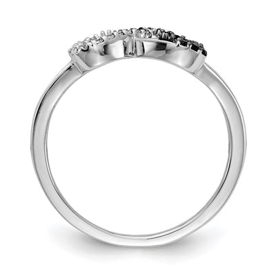 14K White Gold Black and White Diamond Infinity Heart Ring