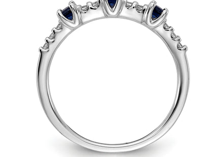 14k White Gold Diamond and Sapphire 3-stone Ring