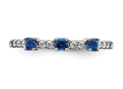 14k White Gold Diamond and Sapphire 3-stone Ring