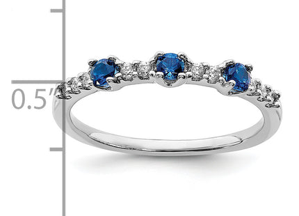 14k White Gold Diamond and Sapphire 3-stone Ring