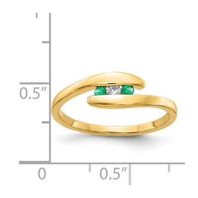 14K Emerald and Diamond 3-stone Ring