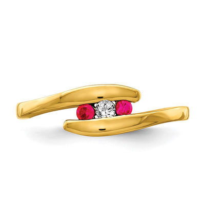 14K Ruby and Diamond 3-stone Ring