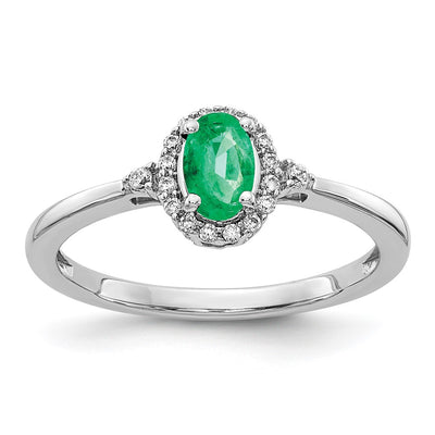 14K white gold diamond oval ring