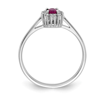 14K White Gold Diamond and Oval Ruby Halo Ring