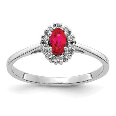 14K white gold diamond oval ring
