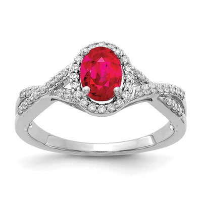 14K white gold diamond oval ring
