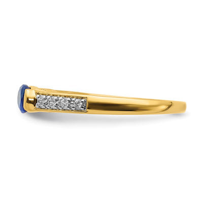 14K Oval East-West Sapphire and Diamond Ring