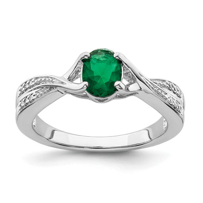 14K white gold diamond oval ring