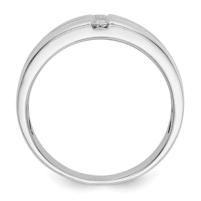 14K White Gold Mens Diamond Polished and Satin Ring