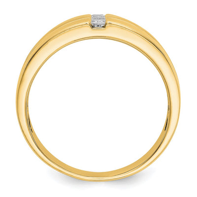 14K Mens Diamond Polished and Satin Ring