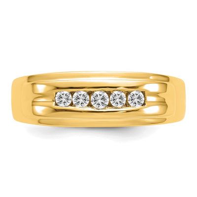 14K Diamond Mens 5-stone Ring