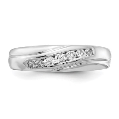 14K White Gold 7-stone Diamond Mens Ring