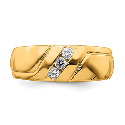 14K Diamond 3-stone Mens Ring
