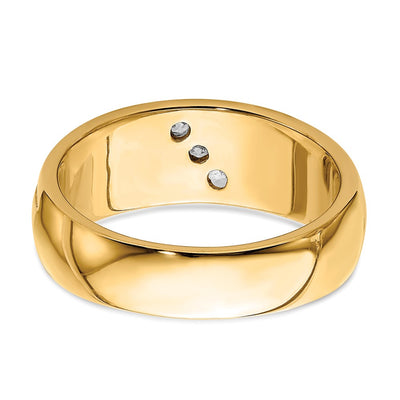 14K Diamond 3-stone Mens Ring