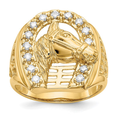 14K gold diamond horseshoe ring