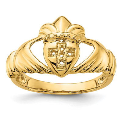 14K gold diamond claddagh ring