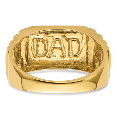14K Etched Band Polished Mens DAD Ring Mounting
