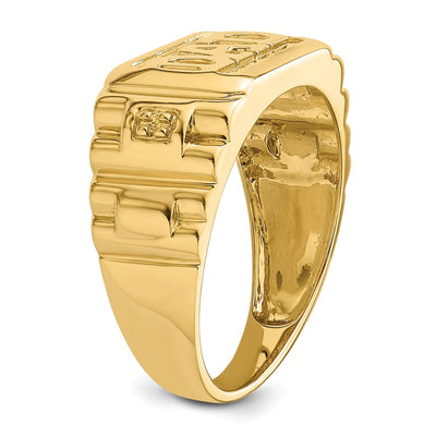 14K Etched Band Polished Mens DAD Ring Mounting