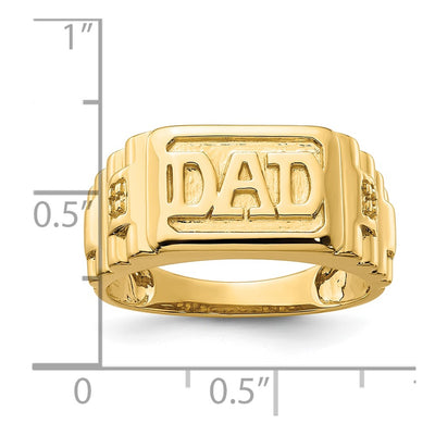 14K Etched Band Polished Mens DAD Ring Mounting