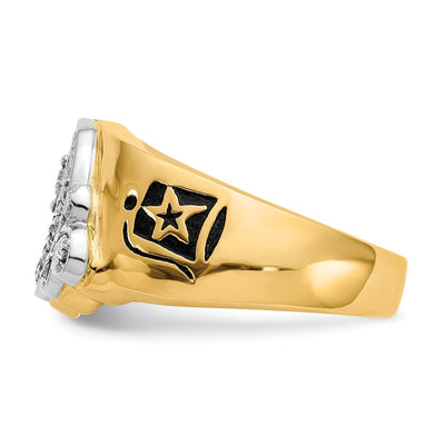 14K Two-tone Men's Polished Diamond Masonic Shriner's Ring