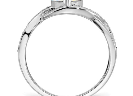 14K white gold diamond heart ring, alternate view