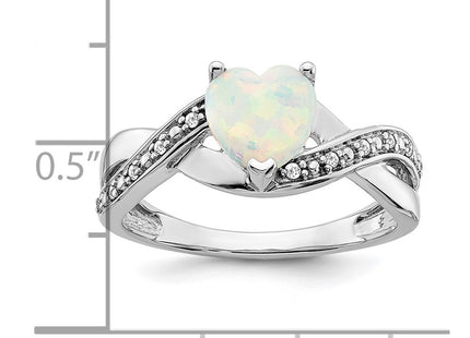 14K white gold diamond heart ring, another view