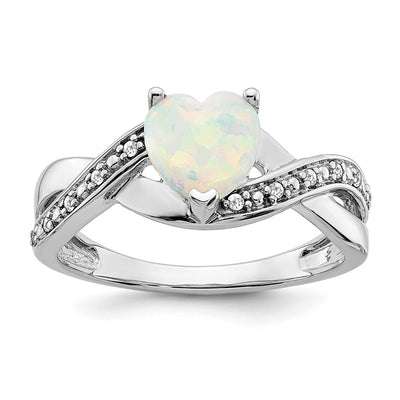 14K white gold diamond heart ring