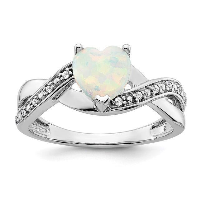 14K white gold diamond heart ring