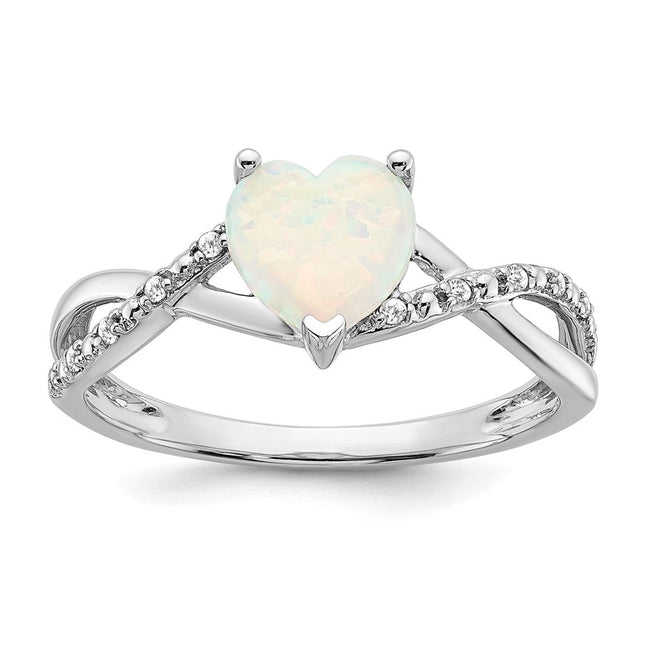 14K white gold diamond heart ring