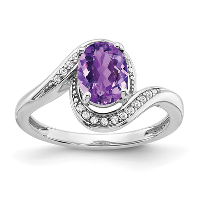 14K white gold diamond oval ring