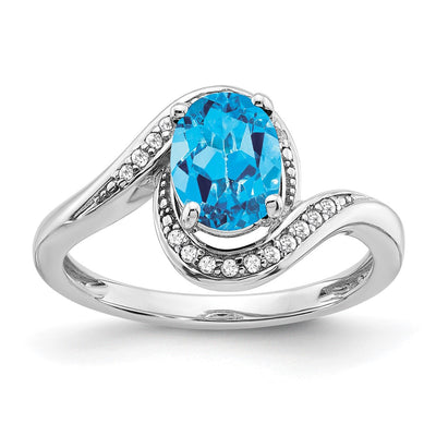 14K white gold diamond oval ring