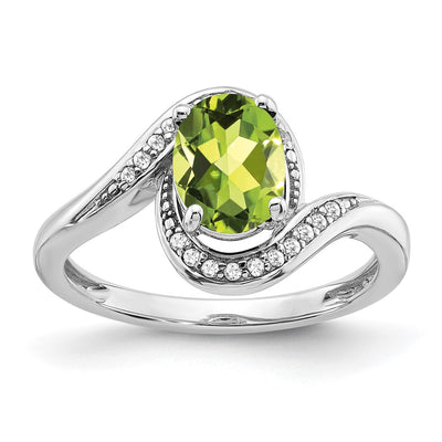 14K white gold diamond oval ring