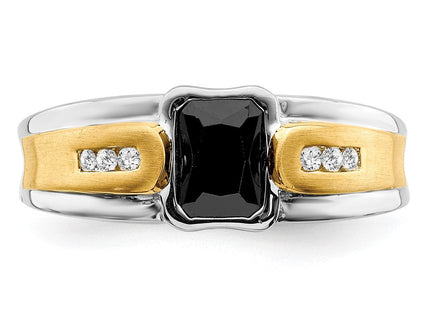 14k Two-tone Onyx and Diamond Mens Ring (Style RM5952-OX-009-WYA)