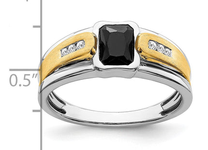 14k Two-tone Onyx and Diamond Mens Ring (Style RM5952-OX-009-WYA)