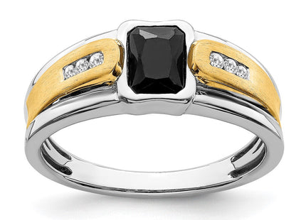 14k Two-tone Onyx and Diamond Mens Ring (Style RM5952-OX-009-WYA)